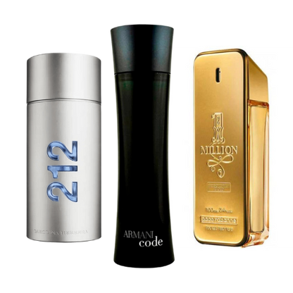BLACK FRIDAY: Paquete de 3 perfumes 212 Men NYC, Paco Rabanne One Milion y Armani Code Homme 100ml