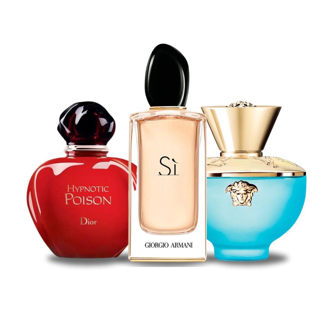 BLACK FRIDAY: Paquete de 3 perfumes Dior HYPNOTIC POISON, Giorgio Armani SÌ e Versace DYLAN TURQUOISE 100ml