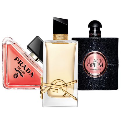 BLACK FRIDAY: Paquete de 3 perfumes Prada Paradox, Black Opium Yves Saint Laurent, y Libre 100ml
