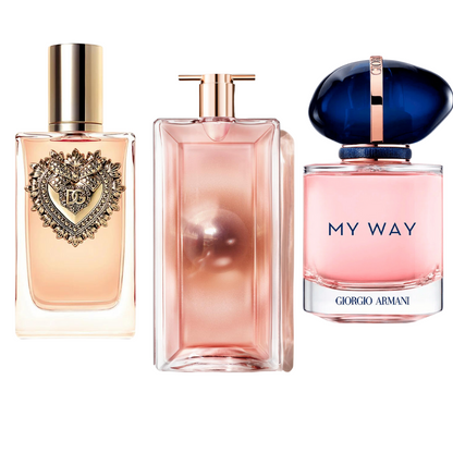 BLACK FRIDAY: Paquete de 3 perfumes Dolce & Gabanna Devotion, My Way Giorgi Armani, y Lancôme Idôle 100ml