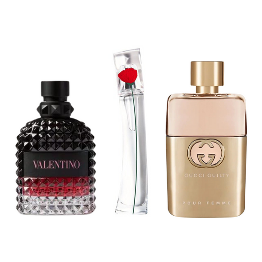 BLACK FRIDAY: Paquete de 3 perfumes Gucci Guilt, Valentini Intense, y Flower Kenzo 100ml