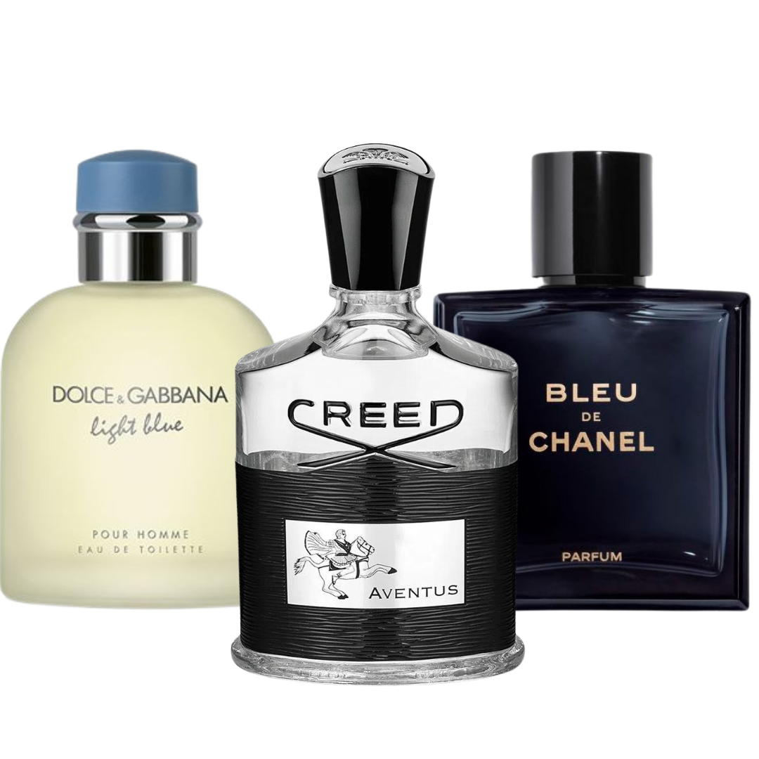 BLACK FRIDAY: Paquete de 3 perfumes Bleu de Chanel, Creed Aventus, y Light Blue Dolce Gabbana 100ml