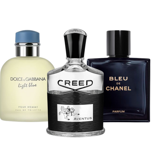 BLACK FRIDAY: Paquete de 3 perfumes Bleu de Chanel, Creed Aventus, y Light Blue Dolce Gabbana 100ml